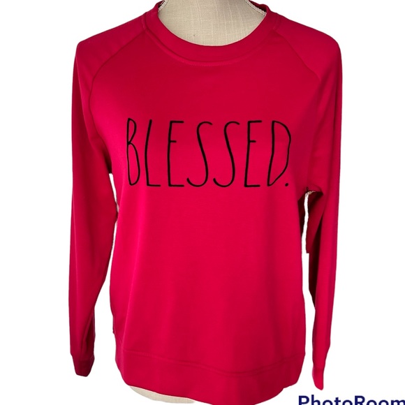 Rae Dunn Tops - Rae Dunn Blessed Studio Raglan Sweatshirt Size S Color~Granita NWT